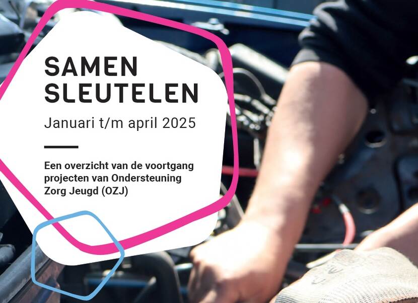 Afbeelding met de tekst Samen Sleutelen, een overzicht van de voortgang projecten van het Ondersteuningsteam Zorg voor Jeugd